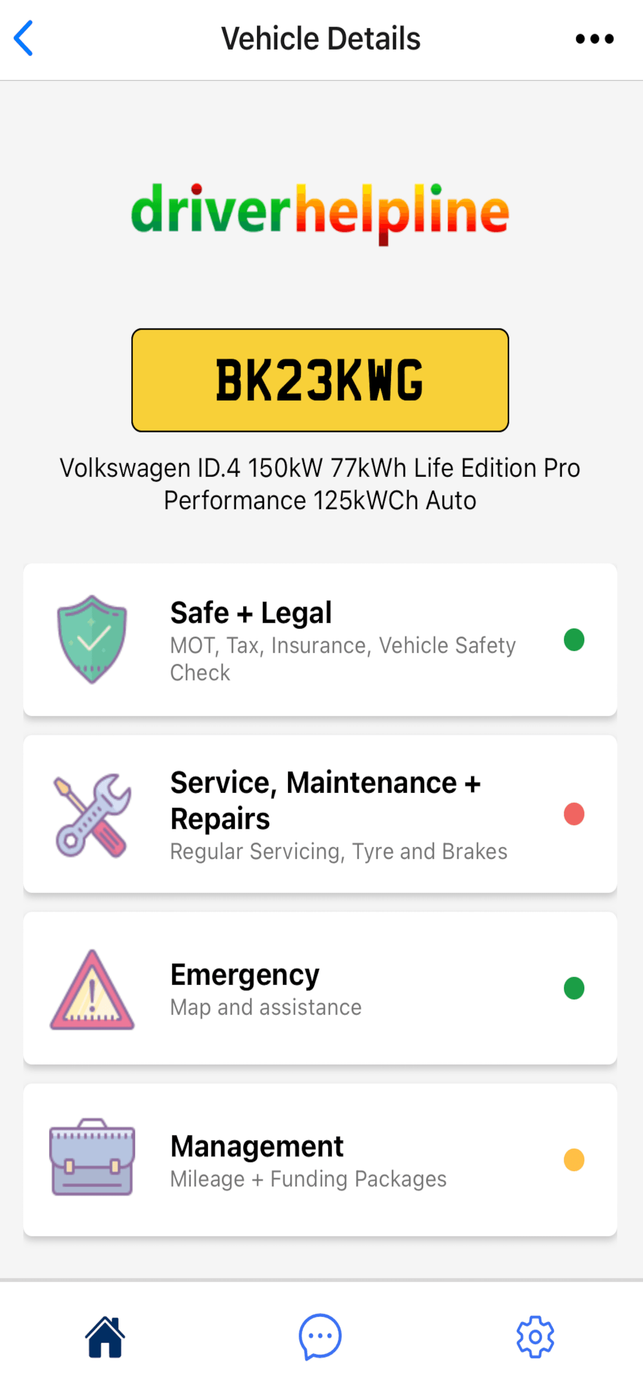 Vehicle Details Screenshot
